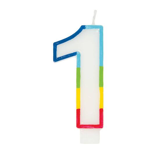 Rainbow 1 Cake Candle Rainbow Birthday Party Supplies